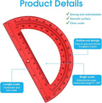 Hoiny 10 Pack Clear Protractor, 6 Inch Plastic Protractors, 180 Degrees Accurate Math Geometry Tools for School, Office, Classroom (Mixed Colors)