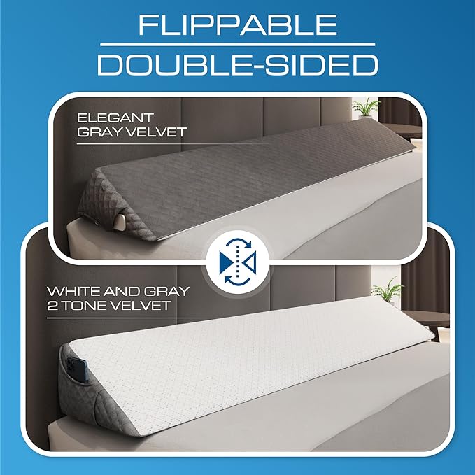 Kolbs Full Size Bed Wedge Pillow for Headboard | Modern Stylish Pillow to Fill Gap Between Headboard and Mattress | Bed Gap Filler Full