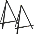 U.S. Art Supply 20" Black Wood Tabletop Easel (2 Pack) - Adjustable A-Frame Canvas Stand for Painting Party & Signs - Table Top Easel for Painting, Canvas Holder, Crafts, Photos, Pictures