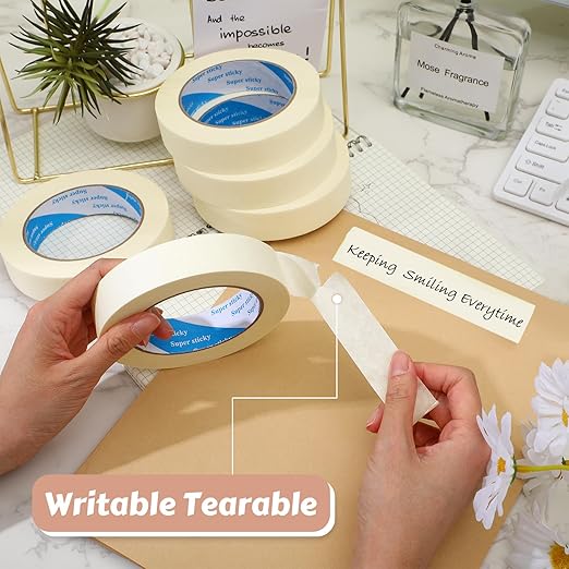 Fainne Masking Tape Bulk General Purpose Masking Painting Tape 55 Yards for Painting Home Office School Stationery Arts Crafts Basic Use, Easy Removal(72 Rolls,1 Inch)