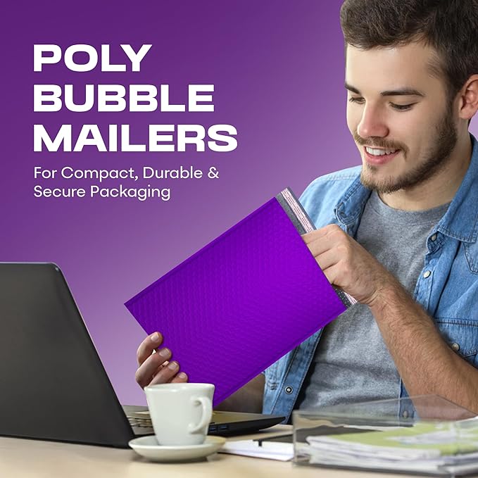 Purple Small Poly Bubble Mailers 6x10 inch #0 | Self Seal Padded Envelopes | Cushioned Bubble Mailer | Usable Size 6x9 | WaterProof | Lightweight mailing Shipping Bags | 500 Pack Bulk