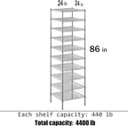 Regal Altair 24" Deep x 24" Wide x 86" Height Wire Shelving Kit | 10-Tier | NSF Commercial Storage Rack Unit