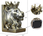 Kakizzy Vintage Gold Lion Book Ends,Animal Decorative Bookends,Resin Book Holder,Luxurious Book Ends for Shelves Rooms Office Home Decor,Unique Book Lover Gift(Gold Lion)