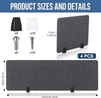Yaomiao 4 Pack Acoustic Desk Divider Soundproof Desk Privacy Panel Freestanding Partitions Sound Absorbing Divider for Office Reduce Noise and Visual Distractions 47.3" x 16"(Dark Gray)