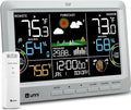 Weather Station Indoor Outdoor Thermometer Wireless, Home Atomic Clock with Large Constant Display, Inside Outside Temperature Humidity Monitor, Dew Heat Point, Barometer Grey