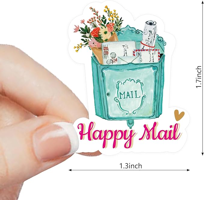 Happy Mail Stickers Labels (500pcs) Cute Thank You Boutique Packaging Mail Envelopes Small Business Roll