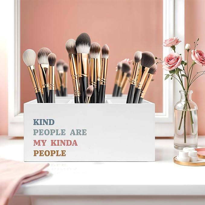 Exqcom Kind People Are My Kinda People Pen Pencil Holder, Teacher Appreciation Gifts, Positive Affirmations Humorous Pencil Pen Holder Organizer for Teacher Office Desk Accessories