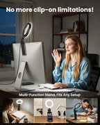 Evershop Ring Light for Laptop Desk Clip On,Small Computer Video Conference Lighting with Stand for Phone/Webcam/Monitor,5" Portable Mini LED Selfie Light Desktop for Zoom Meeting/Video Call/Recording