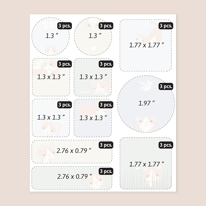 Large Name Labels for Kids (33) - Custom Stickers for Daycare and School Supplies - Durable, Waterproof Stickers for Water Bottles, Lunch Boxes, and More with Unique Designs - Cat