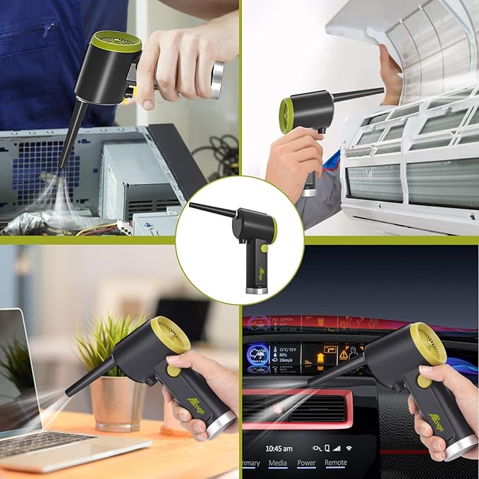 Compressed Air Duster, Electric Air Duster, Handheld Cordless Air Duster, Stepless Speed Motor, 6000mAh Rechargeable Air Blower, Type-C Fast Charge, for Computer, Keyboard, Pet House…