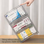 Sgoostood 6 Pack Stackable Organizer Drawers, Clear Desk Storage Box,Transparent Drawer in Home, Office and Kitchen Pull Out Organizer Bins for Make Up, Jewelry, Pen, Desktop Stationary (6L drawer)