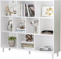 Chyanmoo Wood Cube Storage Organizer White Bookshelf - 3-Tier Freestanding Storage Cabinet with Legs for Home Office, 10-Cubes Open Shelf