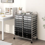 Happygrill 20-Drawer Organizer Cart Tools, Mobile Utility Storage Cart with Removable Drawers & Lockable Wheels, Rolling Storage Cart with wheels for Home Office School (Gradient Grey)