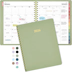 Forvencer 2026 Planner Weekly and Monthly, Jan 2026 -Dec 2026, Vegan Leather Cover Calendar Planner, 8.5" x 11" Agenda with Color Tabs, Inner Pocket, Spiral, 2026 Planner for Office School Supplies