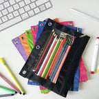 YoeeJob Pencil Pouch for 3 Ring Binder, Binder Pouches with Zipper Bulk, Pen Holder Case with Clear Window School Class Office Organizers, 24 Pack, Black