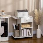 Zateety Mobile Printer Stand, Rolling File Cabinet Cart with Wheels, Adjustable Shelf, Drawer and CPU Stand, White