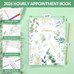 SUNEE 2026 Appointment Book, 2026 Hourly Planner 6.4"x8.3", Hourly, Weekly & Monthly Planner - from January 2026 - December 2026, Flexible Cover, Note Page, Pocket, Bookmark, Leaves