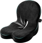 Watshyon Ergonomic Memory Foam Reenly Seat Cushion & Non-Slip Base with Adjustable Straps,Seat Cushion for Truck Driver and Office Chair Cushion,Removable Washable Cover- Plush Velvet
