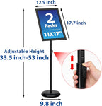 VAIIGO Adjustable Sign Holder Stand - 2Pack 11x17 Inch Pedestal Poster Sign Stand, Heavy Duty Floor Standing Sign Stand Aluminum Snap Open Frame for Church Business Store Sign Holder Stands (Black)