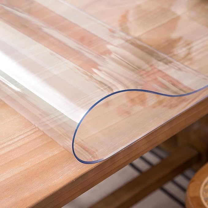 Whirltique Clear Table Cover Protector, 40 x 104 Inch Table Protector for Dining Room Table, 1.5mm Thick Clear Plastic Table Cover, Pad Mat for Kitchen, Writing Desk Pad for Desktop