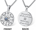 Compass Necklace for Women Men 925 Sterling Silver Pendant Urn Necklaces for Ashes Picture Locket Necklace Anchor Necklace Viking Necklace Crystals CZ Moonstone Abalone Shell Turquoise Compass Jewelry