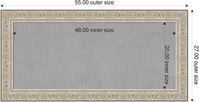 Amanti Art Silver Framed Magnetic Board 27x55 Oversize Vision Board for use with Magnets, 100% Metal Sheet to Display Items as Office Decor or for Home Organization in mudroom, Kitchen or Kids Room