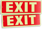 iSYFIX Exit Glow in the Dark Sign Aluminum – 2 Pack 12x4 Inch – Photoluminiscent, Laminated for Ultimate UV, Weather & Fade Resistance, Indoor & Outdoor for Business, School, Office, Warehouse