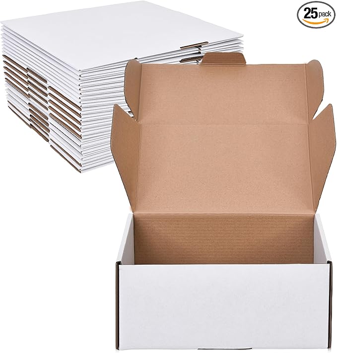WINHPH 9x6x4 Inches Shipping Boxes Set of 15,White Corrugated Cardboard Box Literature Mailer for Small Business, Literature Mailer Box Packaging Supplies