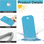 100 Plastic Shipping Tags with Wire - Waterproof, Reinforcement Hole, Durable Labels for Equipment Parts (Baby Blue, 4 3/4" x 2 3/8")
