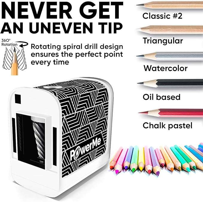 Battery-Operated Electric Pencil Sharpener for Kids, School, Home, Office - for No. 2 Pencils and Colored Pencils
