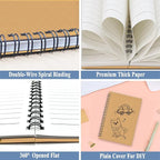 12Pack Small Spiral Notebook A5, 8.25x5.5” 120 Lined Pages Brown Wide Ruled Spiral Journal Bulk Blank Kraft Cover Spiral Bound Notebook & Writing Pads for Home Office Meeting Work Note Taking