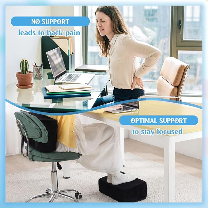 Novabright Foot Rest Under Desk at Work with 3 Adjustable Height, Non-Slip Ergonomic Foot Stool with Gel Top and Warm Pocket for Home Office Car Leg Back Rest(15" X 9" X 17.7",Parallel,Black)