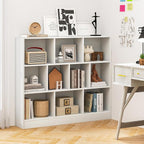 Tangkula 10-Cube Bookshelf, 47.5”L Floor Bookcase with 2 Anti-Tipping Kits, Freestanding Storage Organizer, 4-Tier Display Shelf for Home, Office & Dorms, Natural/White (White, 10-Cube)
