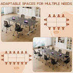 Folding Conference Table 4ft 5ft, Foldable Office Meeting Desk for 6 People, Multiple Sizes Colors Mobile Conference Room Table for Training Room School Business Furniture (2, Grey, 47in)