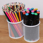 SNOW COOLER Pen Holder Mesh Pencil Holder Metal Pen Holder Cup Pencil Cup Holder for Desk Office Pen Organizer White, 4 Pack