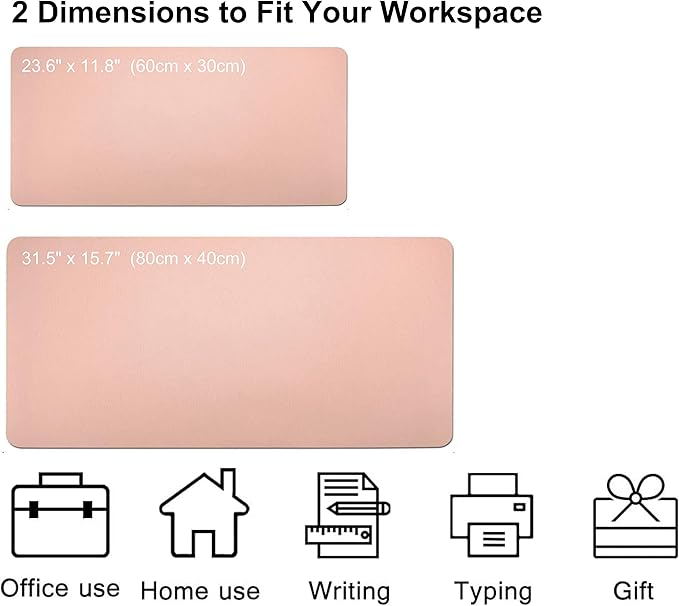 SUJAYU Dual Sided PU Leather Desk Pad, Mouse Pad, Office Desk Mat, Non-Slip Laptop Desk Pad, Waterproof Desk Writing Pad for Office and Home (23.6" x 11.8", Pink+Light Blue)