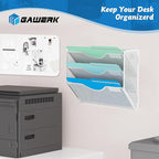 Gawerk 3 Tier Hanging Wall File Organizer, Mesh Mail Paper Orgnization Hanging File Folder Holder for Home Office, White