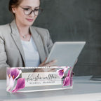 Custom Name Plate for Desk, Desk Name Plate Personalized, Office Decor for Women Men, Acrylic Desktop Accessories, Office Gifts for Coworkers Boss Teacher, Employee Appreciation Gifts (Purple Calla)