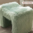 ZYKZYK Modern Vanity Stool Ottoman, Backless Faux Fur Small Footstool for Makeup Room, Living Room, Bedroom, Entryway Portable and Comfortable Seating (Single Piece) Green