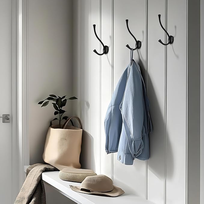 Sailing 3 Pack Coat Hooks - Antique Black Coat Hooks Decorative Wall Hooks for Bathroom Living Room Bedroom Hanger for Robe Dressing Room Fitting Room