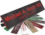 Engraved Name Plates for Door Sign Personalized Black Plastic Plaque with Red Letters - Made in USA 2x12 B19