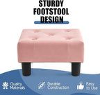 BRIAN & DANY Small Foot Stool, Velvet Foot Stools with Legs, Stable Small Footstool for Living Room, Pink