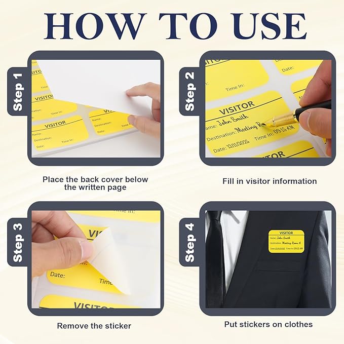 300 Visitor Badges Stickers Visitor Log Book with Carbon Copy Visitor Pass Stickers with Carbonless Visitor Name Tags Guest Registry Log Book for School Business Church