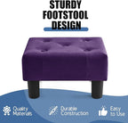 BRIAN & DANY Small Foot Stool, Velvet Foot Stools with Legs, Stable Small Footstool for Living Room, Purple