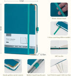 ONAVIA A5 Lined Journal Notebook - 100 GSM Thick Paper, Hardcover Journaling Notebook for Writing, Work, Travel, College Ruled Journal for Women Men, PU Leather Note Book, 5.5”x8.3”- Pacific Green