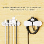 Apromisith USB Cable Organizer Clips Cord Holder,6 Packs (7-Slots) White Self Adhesive Desk Cord Cable Management