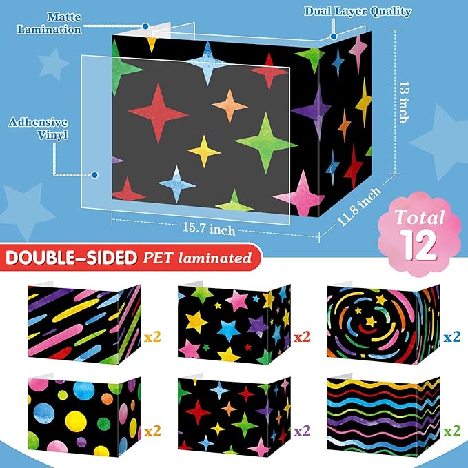 Affrolling 12 Pcs Inspirational Privacy Folders Bulk for Students Cardboard Privacy Boards Desk Divider Panel Waterproof Testing Divider for Classroom Back to School Study Supplies (Chalkboard)