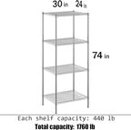 Regal Altair 24" Deep x 30" Wide x 74" Height Wire Shelving Kit | 4-Tier | NSF Commercial Storage Rack Unit