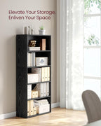 VASAGLE Set of 2 Bookshelves, 23.6 Inches Wide, 5-Tier Open Bookcases with Adjustable Storage Shelves, Floor Standing Units, Ebony Black ULBC165T56-2