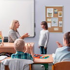 Geetery 36 x 24 Inch Enclosed Bulletin Board Tamperproof Lockable Cork Board Fabric Noticeboard, Aluminium Frame Display Cases Wall-Mounted for School, Office, Commercial, Hospital